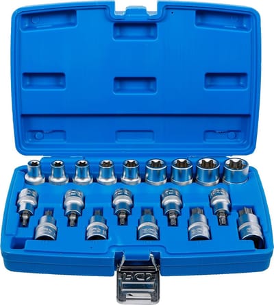 Socketset voor Torx en E-profiel - 19 delige set 12.5 mm (1/2 inch)
