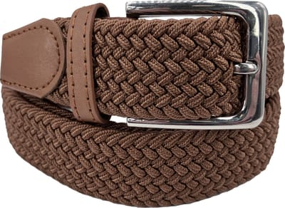 Cognac - Elastische Comfort Riem - maat 105 - Gevlochten - 100% Elastisch - Nikkelvrije Gesp