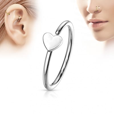 Piercing hoop ring hartje 0.8x8 - zilver - LMPiercings