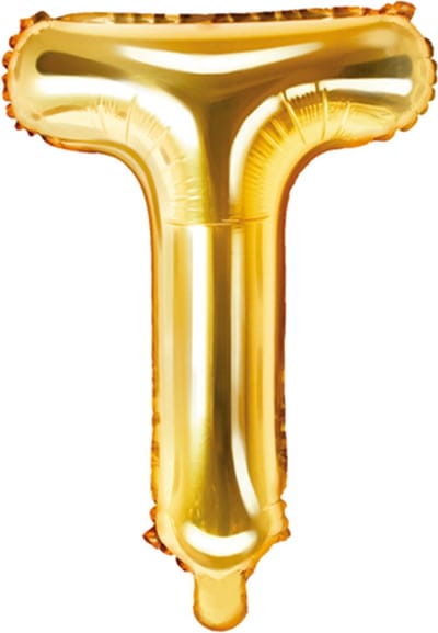 Partydeco - Folieballon Goud Letter T (35 cm)
