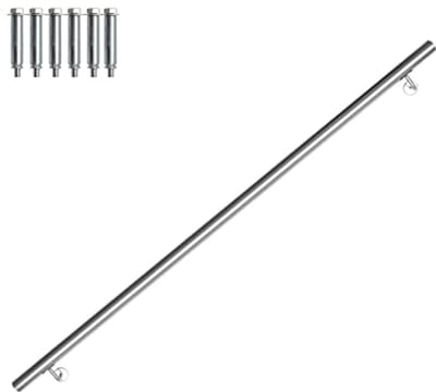 Trapleuning Roestvrij Staal - Wandsteun Stang - Veilig Lopen - Weerbestendig Materiaal - 200 cm Lengte - Zilver
