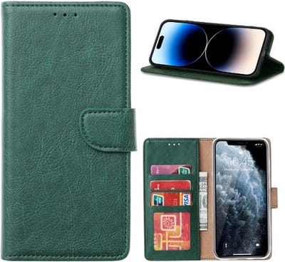 Cityhoesje - iPhone 16 Pro Max Book Case – Hoesje – Magneetsluiting – Groen