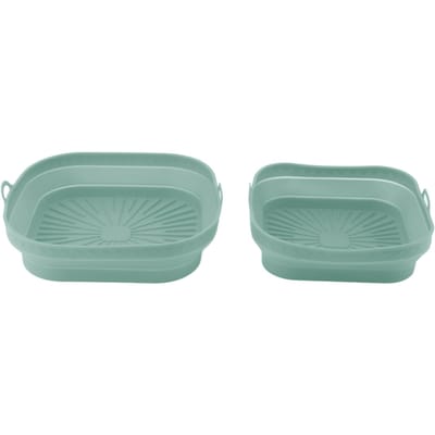 2 stuks Herbruikbare Siliconen Friteuse Liner Opvouwbare Vierkante Siliconen Friteuse Pot voor Bakken van Cake Brood Green