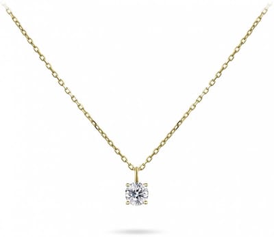 Gisser Jewels - Hanger incl. Ketting - Solitaire gezet met Zirkonia - 4mmØ - Lengte 38+4cm - 14 Karaat Geelgoud - VGN002-38+4 - Sieraad - Dames