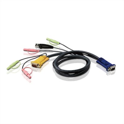 ATEN 2L-5302U KVM Kabel VGA, USB en Audio, zwart, 1,8 m