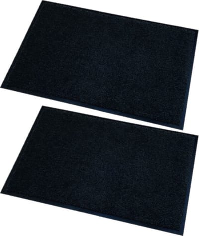 Wicotex deurmat/droogloopmat memphis - 2x - zwart - 60 x 80 cm - anti-slip - voor binnen en buiten