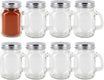 Home Deco Factory kruidenpotje - 8x - glas - 120 ml - 5 x 9 x 5 cm - transparant - kruidenstrooier