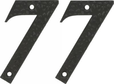 AMIG Huisnummer 77 - massief gesmeed staal - 10cm - incl. bijpassende schroeven - zwart