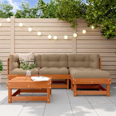 vidaXL - Tuin - loungeset - 15 - st - Wasbruin - Massief - grenenhout