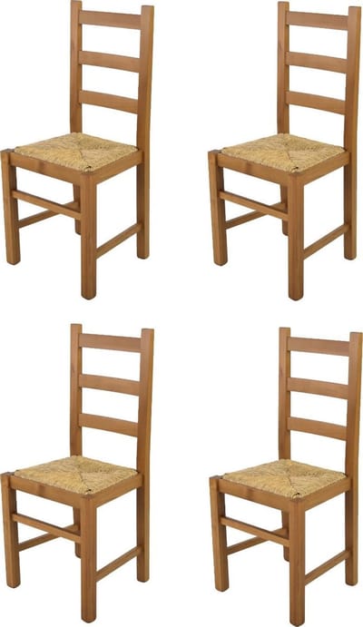 Tommychairs Rustica - Eetkamerstoelen - Set van 4 - Eikenhout - Rotan