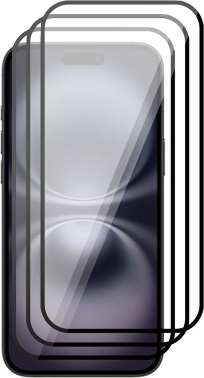 Screenprotector geschikt voor iPhone 16 - 3x Volledig Dekkend Gehard Glazen Tempered Glass Krasbestendige Screen Protector