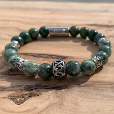 Dragon Bracelets Viking - Heren Armband - Green Spot - Azuriet - Groen - Natuursteen