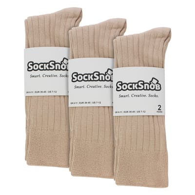 Sock Snob - Heren effen gekleurde katoenrijke geribbelde sokken - 6 paar