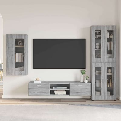 vidaXL - Tv-meubelset - FLORIN - 3 - st - Grijs - Sonoma - Bewerkt - hout