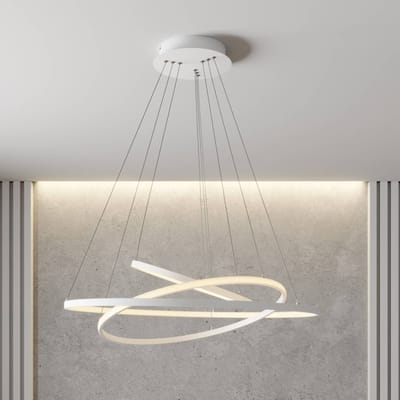 Lucande LED hanglamp Ezana, wit, metaal, Ø 80 cm
