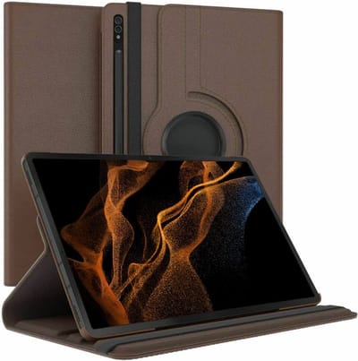 Draaibaar Hoesje 360 Rotating Multi stand Case - Geschikt voor: Samsung Galaxy Tab S8 Ultra - 12.4 inch - SM-X900, SM-X906 - Bruin