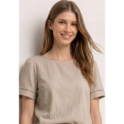 Blouseshirt met ronde hals en tapedetails