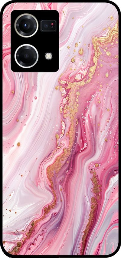 Smartphonica Telefoonhoesje Geschikt voor Oppo Reno8 4G met marmer opdruk - TPU backcover case marble design - Roze geschikt voor Oppo Reno8 4G