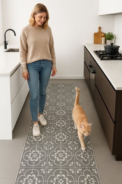 JYG RENAIX vinyl tapijtloper 60x80cm - afwasbaar - antislip - keukenloper