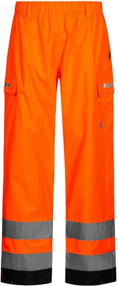Fel oranje /zwart ademende Hi-Vis regenbroek van Lyngsøe Rainwear XL