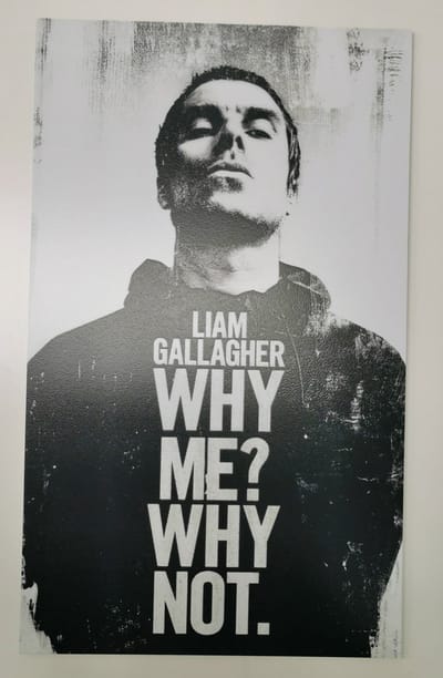 Liam Gallagher Bordje - Dibond - 18xx30cm - wanddecoratie - Muziek - Oasis