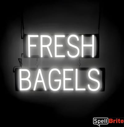 FRESH BAGELS - Lichtreclame Neon LED bord verlicht | SpellBrite | 60 x 38 cm | 6 Dimstanden - 8 Lichtanimaties | Reclamebord neon verlichting