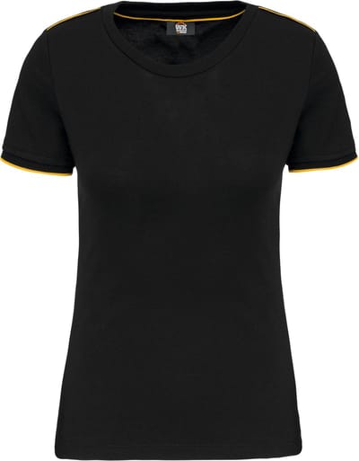 WK. Designed To Work Dames-t-shirt Day To Day korte mouwen WK3021 - Black / Yellow - 3XL