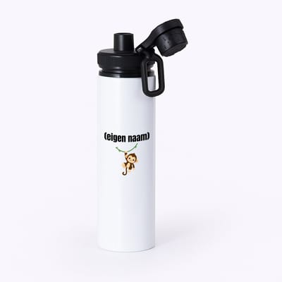 Hacebo® - kleine aap met eigen naam waterfles met draaidop zwart - Aap - apen liefhebbers - iemand die houdt van apen - verjaardag - cadeau - kado - water fles - 850ML
