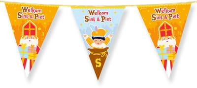 PartyXplosion Sinterklaas met roetveeg Piet vlaggenlijn - slinger - 10 mtr - Sint versiering - kunststof