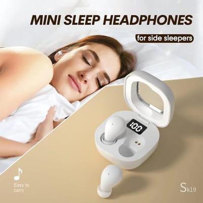 Draadloze Slaapoordopjes voor Zijslapers – Noise Blocking Earbuds – Klein Ontwerp – 6 Uur Speeltijd met 120 Uur Oplaadcase – IPX7 Waterdicht – Bluetooth 5.3 – Slaap Oordopjes – lichtbeige