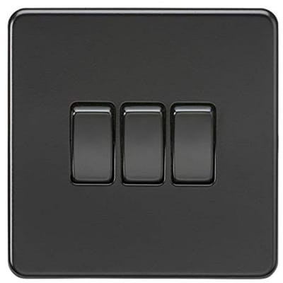 SnelShoppen - Schroefloze 3G 2-Weg Schakelaar Rockers, 230 V, Mat Zwart, Voor Thuisgebruik, Modern Design, Eenvoudige Installatie, Geschikt voor Wonin