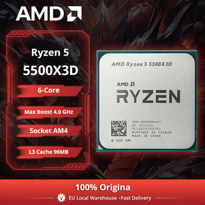 AMD Ryzen 5 5500X3D AM4 3D V-Cache CPU 6C/12T 4.0GHz 96MB L3 Processor Desktop Computer Component Zonder Koeler