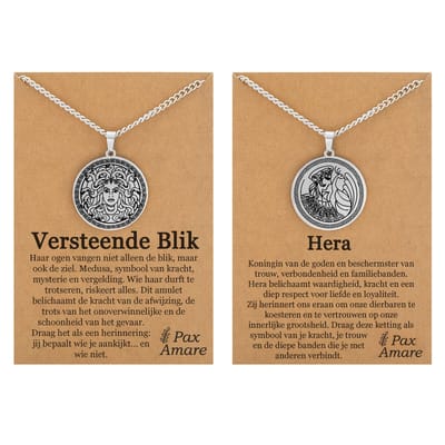 Hera & Medusa Ketting Bundel – Macht & Woede - Zilverkleurig Stainless Steel - Griekse Goden Kettingen Set - 60cm - Pax Amare
