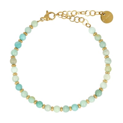 My Bendel - Goudkleurige Amazonite Armband - Verstelbaar 165mm - met Luxe Cadeauverpakking | Sieraden Voor Dames