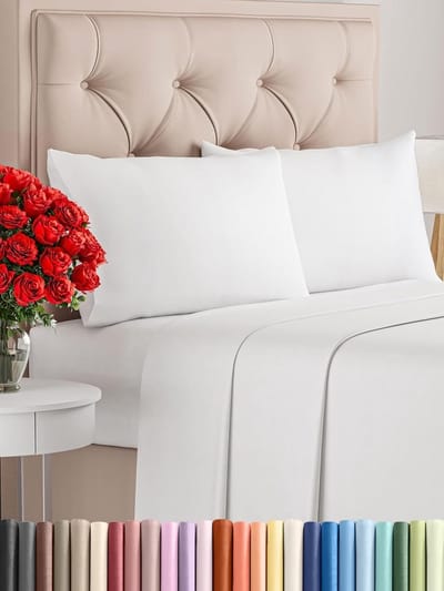 SnelShoppen - 4-delige beddengoedset Wit - Hoeslaken 180x200 cm, Dekbedovertrek 270x290 cm, 2 Kussenslopen - Zacht, Kreukvrij, Duurzaam - Microfiber P