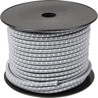 Rubbermagazijn - Elastisch koord - Grijs - Lengte: 50 meter - Elastiek op rol - Zeer elastisch & slijtvast