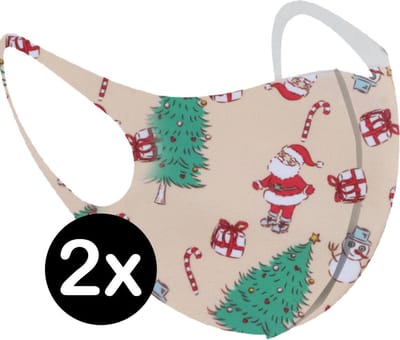 Mondkapje Wasbaar Kerst Mondmasker Mondkapjes Niet Medisch Creme - 2x