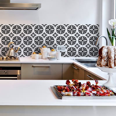 Zelfklevende tegelmuurstickers voor keuken en badkamer - 9 Camilo Azulejo tegelstickers - 9 stickers 10x10cm