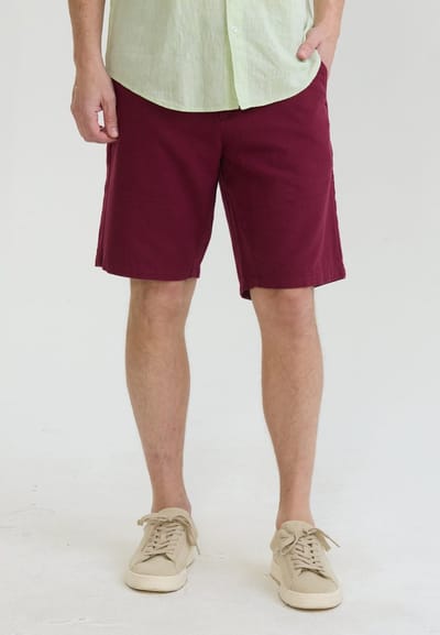 Felix Hardy Chino Zomer Shorts Katoen Linnen Heren Bordeaux - 36