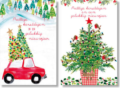 MGPcards - 2 doosjes à 10 Luxe dubbele wenskaarten - Kerst/Nieuwjaar - Foliebewerking - Witte envelop - 10.5 x 16 cm - 2 Motieven per doosje