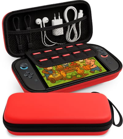 Hoes Geschikt voor Nintendo Switch 2 Case Hoesje Met Koord - Bescherm Hoes Geschikt voor Nintendo Switch 2 Hoes Hard Cover - Rood