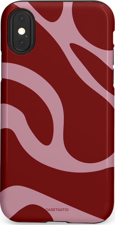 Casetastic hoesje geschikt voor Apple iPhone X / Apple iPhone XS - Dubbellaagse bescherming - Roze Rode Framboos Blobs - Fashion Case - Bordeaux Lila