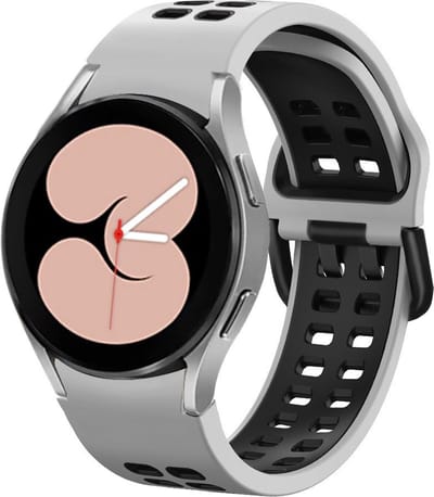 Strap-it Smartwatch bandje - sport square bandje perfect fit geschikt voor Samsung Galaxy Watch 4 / Galaxy Watch 4 Classic / Watch FE / Galaxy Watch 5 / Galaxy Watch 5 Pro / Galaxy Watch 6 (Classic) / Galaxy Watch 7 (40 & 44mm) - wit/zwart
