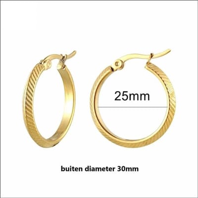 Aramat Jewels | Oorringen | Ronde Stalen Oorringen Stainless steel goldplated | | | |3mm | Staal | Volwassenen | Verkleurd niet