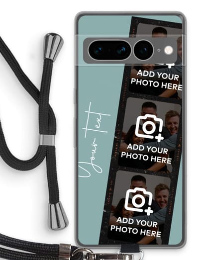 Gepersonaliseerd - Case Company® - Hoesje met koord geschikt voor Google Pixel 7 Pro hoesje met Koord - Filmrol N°1 - Telefoonhoesje met Zwart Koord - Bescherming aan alle Kanten en Over de Schermrand