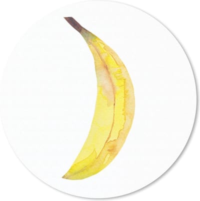Muismat rond 20x20 cm - Mousepad Banaan - Aquarel - Wit - Ronde muismatten