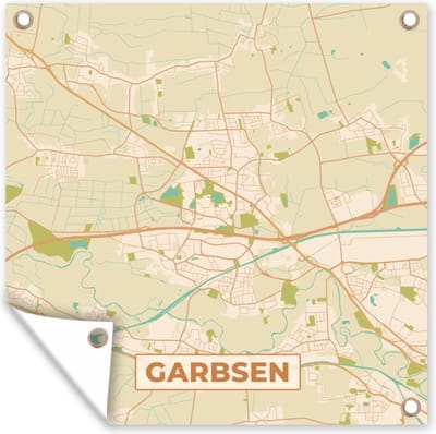 Tuin poster Plattegrond - Garbsen - Vintage - Kaart - Stadskaart - 200x200 cm - Tuindoek