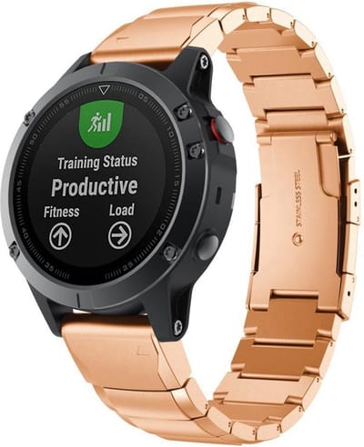 By Qubix - Geschikt voor Garmin bandje - 20mm Quickfit - Stainless steel schakelband - Rosé goud - Geschikt voor Garmin Fenix 7s/6s/5s / Instinct 2s / Epix Pro Gen 2 (42mm)