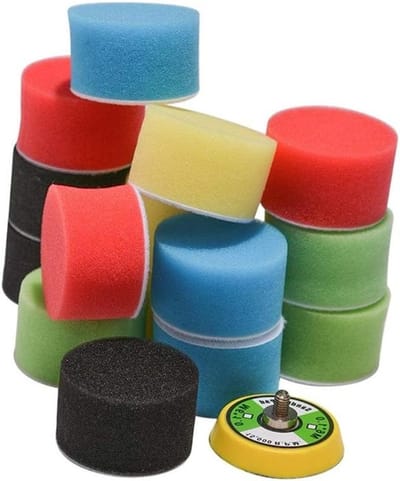 Polijstpads Set - Buffer Pads - Auto Polijsten - Compleet Systeem - 16 Stuks - Multicolor