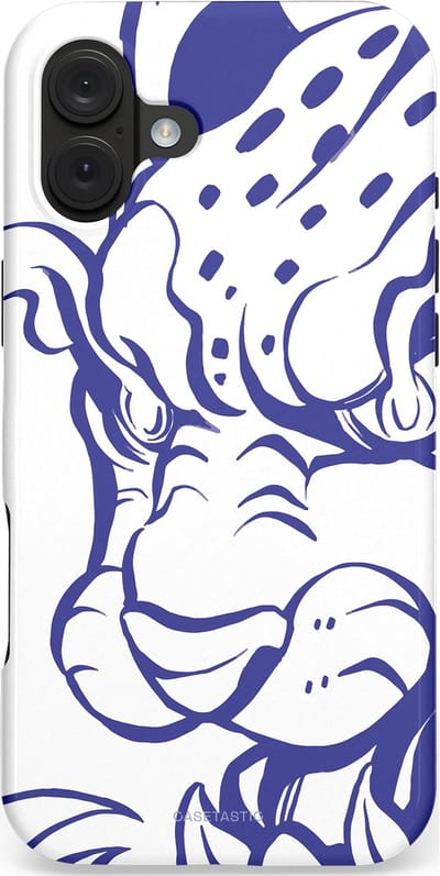 Casetastic hoesje geschikt voor Apple iPhone 16 Plus - MagSafe - Dubbellaagse bescherming - Blauwe Panter Hoofd - Fashion Case - Wit Lavendel Donkerblauw Lichtgrijs